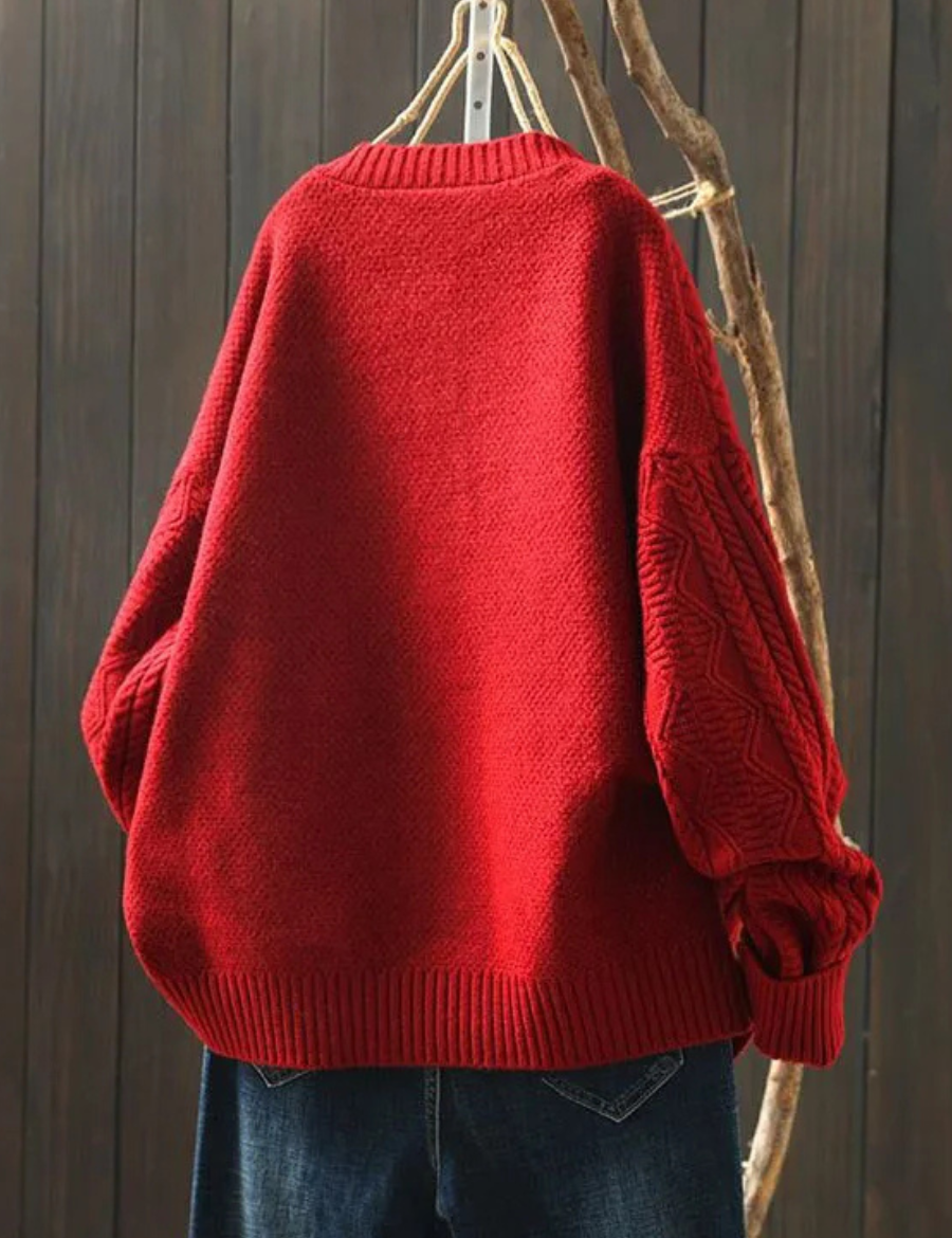 Damski Sweter Oversize z Warkoczowym Splotem Luźny Kardigan na Co Dzień 2