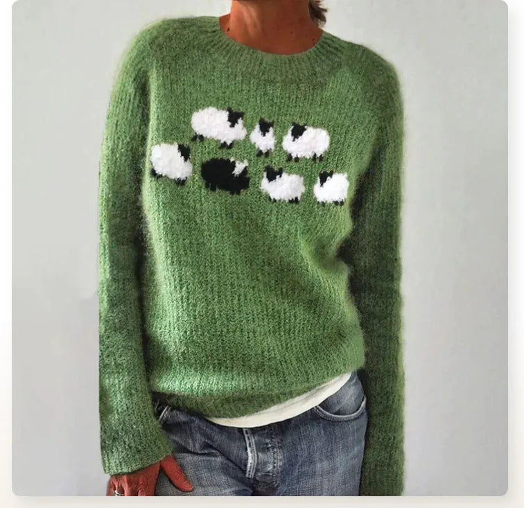 Damski sweter Fair Isle z blokami kolorów i luźnym krojem na chłodne dni 2