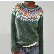 Damski sweter Fair Isle z blokami kolorów i luźnym krojem na chłodne dni 3