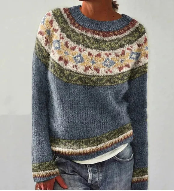 Damski sweter Fair Isle z blokami kolorów i luźnym krojem na chłodne dni 4