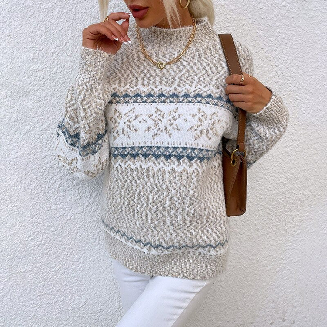 Damski sweter Fair Isle z wzorem płatków śniegu i luźnym krojem na chłodne dni 3