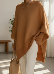 Damski sweter oversize z dzianiny w kształcie skrzydła nietoperza na chłodne dni 10