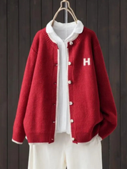 Damski sweter oversize zapinany na guziki z przodu stylowy kardigan casual 0