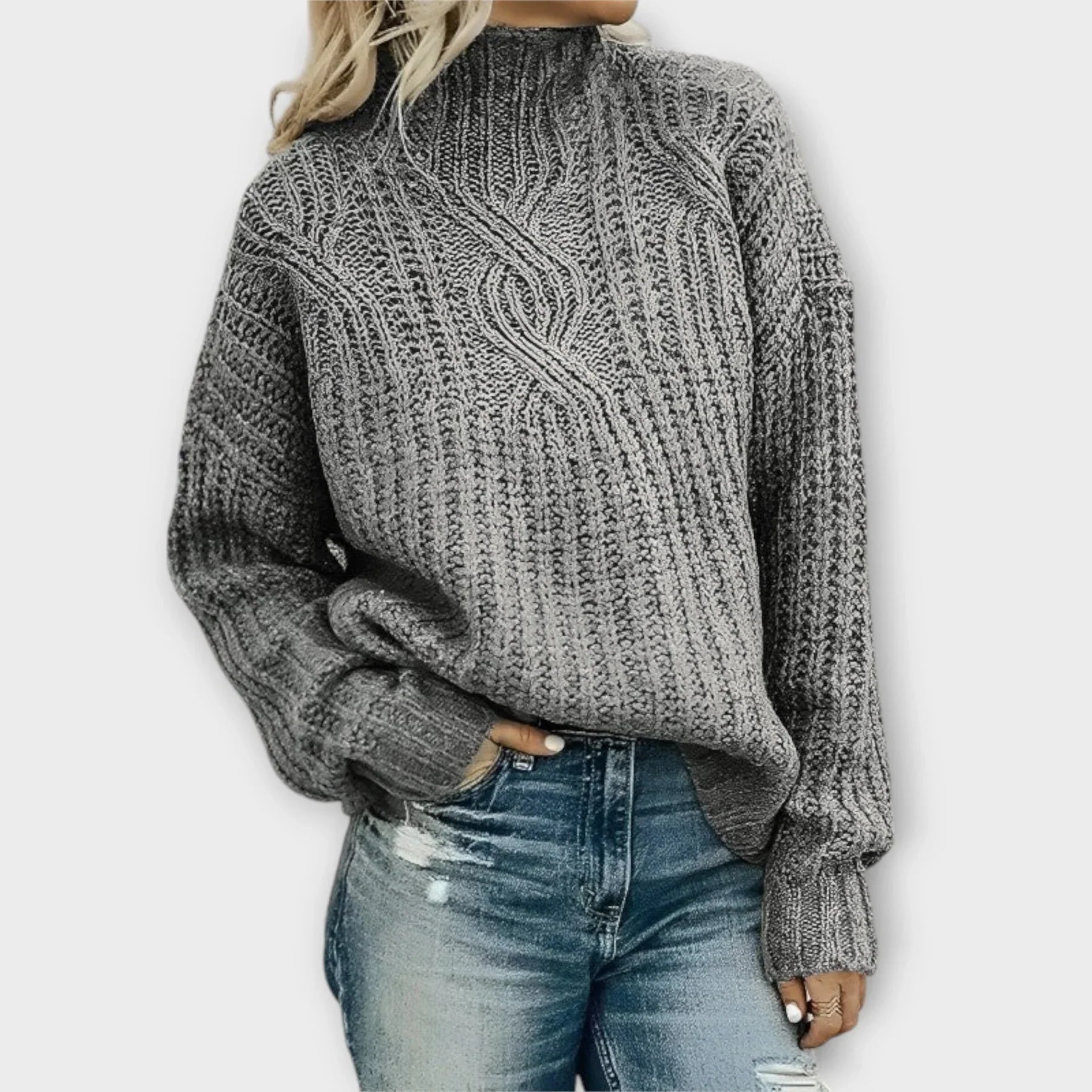 Sweter Damski Z Wysokim Dekoltem – Elegancki I Wygodny Na Każdą Okazję, Stylowy Sweterek Damski 2