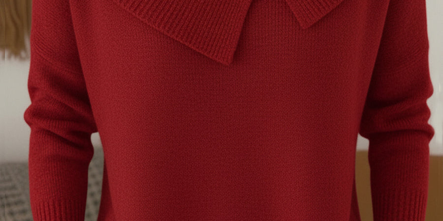 Sweter Damski Z Wywijanym Kołnierzem – Elegancki I Wygodny Fason, Stylowy Sweterek Damski Na Chłodne Dni 0