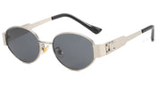 Damskie okulary przeciwsłoneczne z owalną metalową ramką - Minimalistyczny design