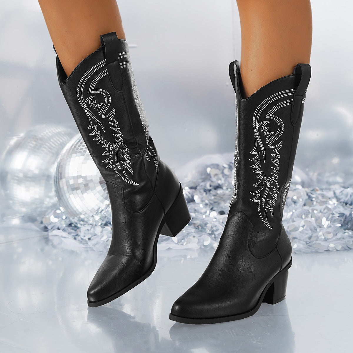 Kowbojskie buty damskie z ortopedycznym wsparciem łuku stopy i modnym designem
